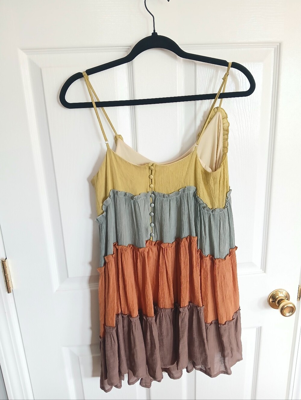 Sweet Lemon Tiered Spaghetti Strap Sundress  Boho Beach Coastal Resort Cottage - Picture 8 of 8